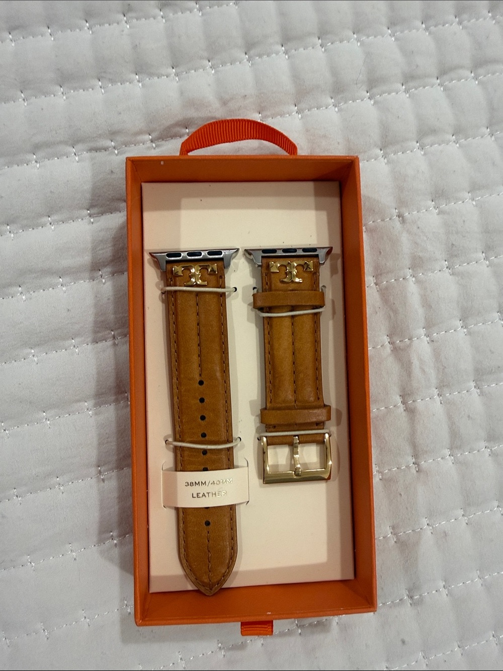 Tory Burch Leather Watch Strap in Saddle Brown NWT